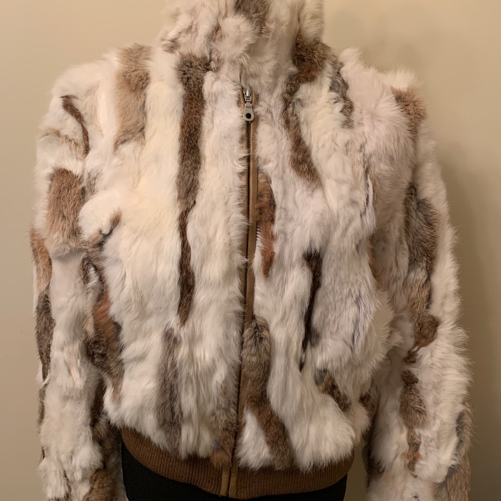 Wilsons Leather Rabbit Fur Bomber Jacket